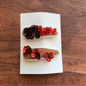 Red and Black Sequin Kids Hair Clips